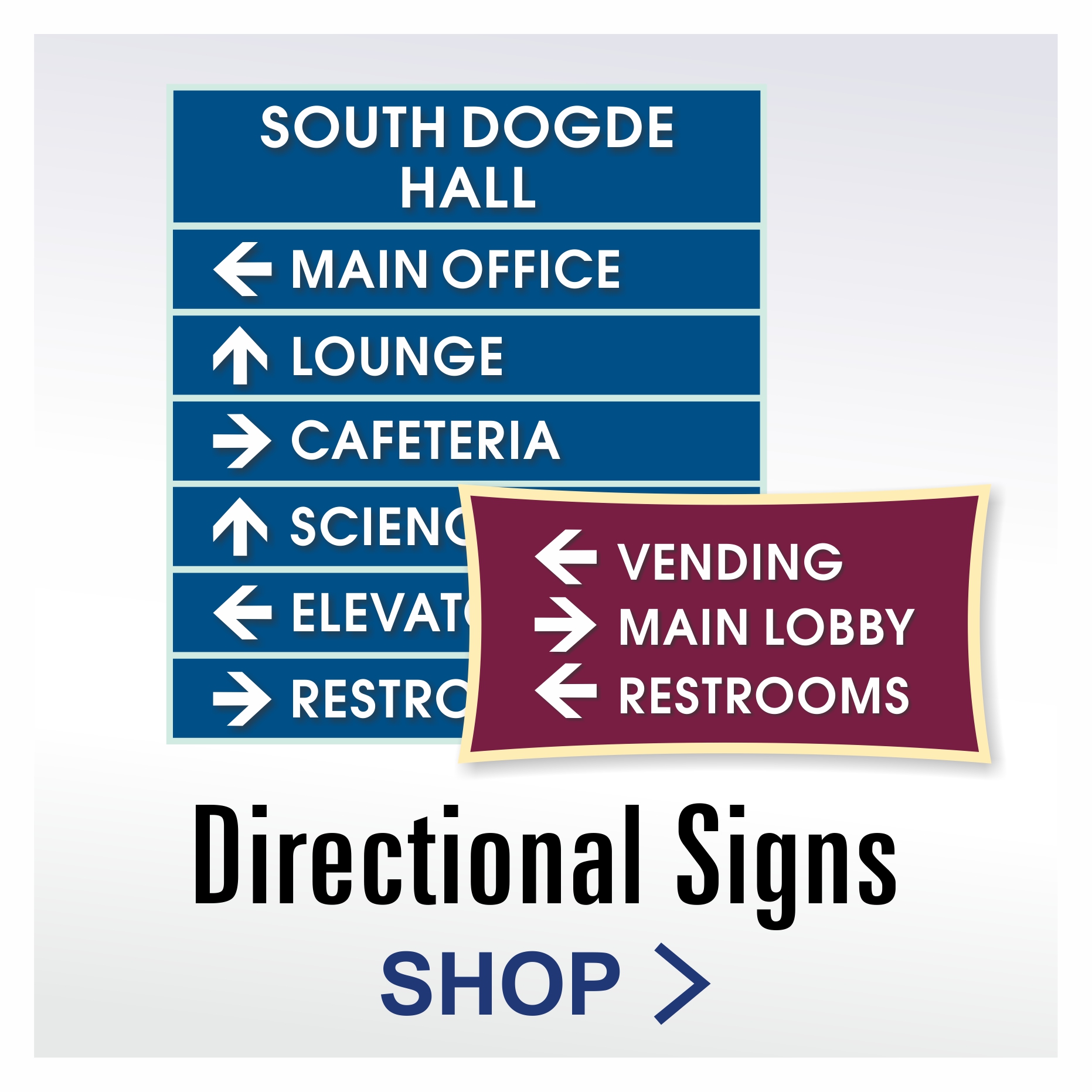Urban ADA directional signs with translucent acrylic backer and raised braille